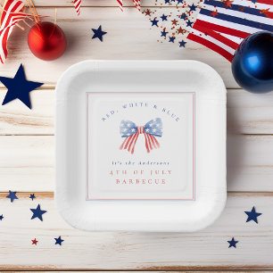 Assiettes En Carton Bow à l'aquarelle américaine chic pour BBQ du 4 ju