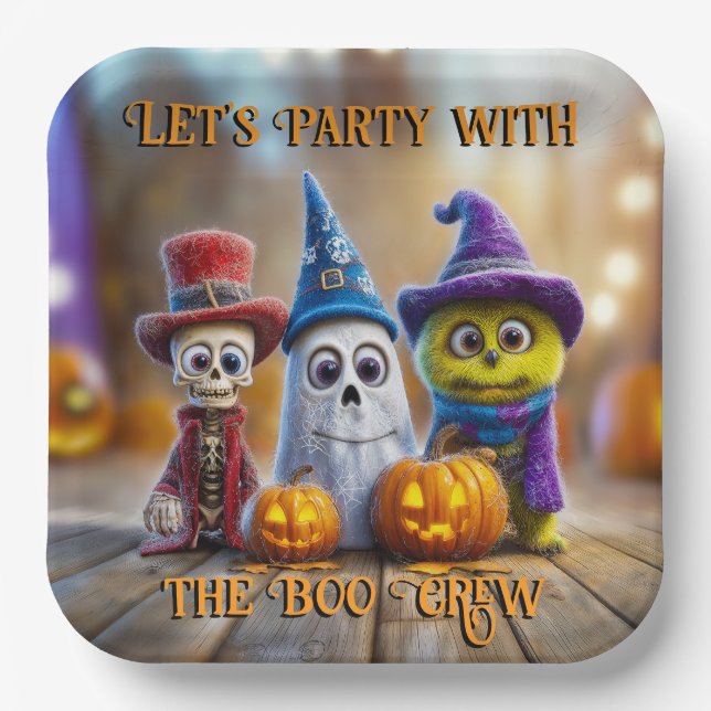 Assiettes En Carton Bow Crew Halloween Party Ghost Skeleton Monster (Recto)