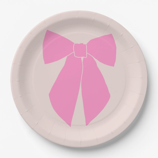 Assiettes En Carton Bow rose (Devant)