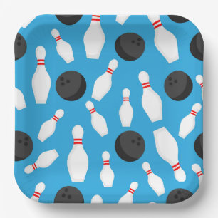 Assiettes En Carton Bowling Anniversaire Bleu