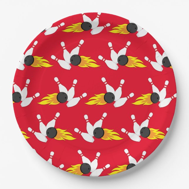 Assiettes En Carton Bowling Anniversaire de enfant Party Cute Sports (Devant)