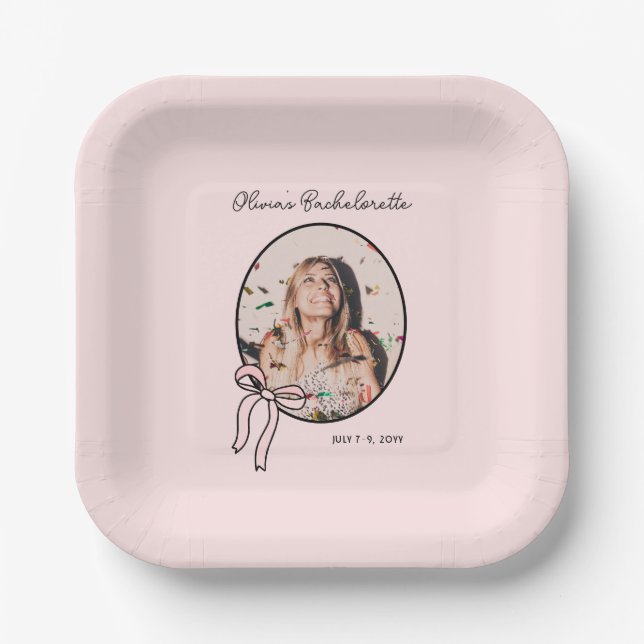 Assiettes En Carton Bows & Babes Bachelorette Rose fille personnalisée (Recto)