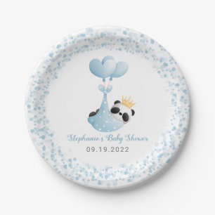 Assiettes En Carton Boy Panda `Bear Blue Balloon Baby shower