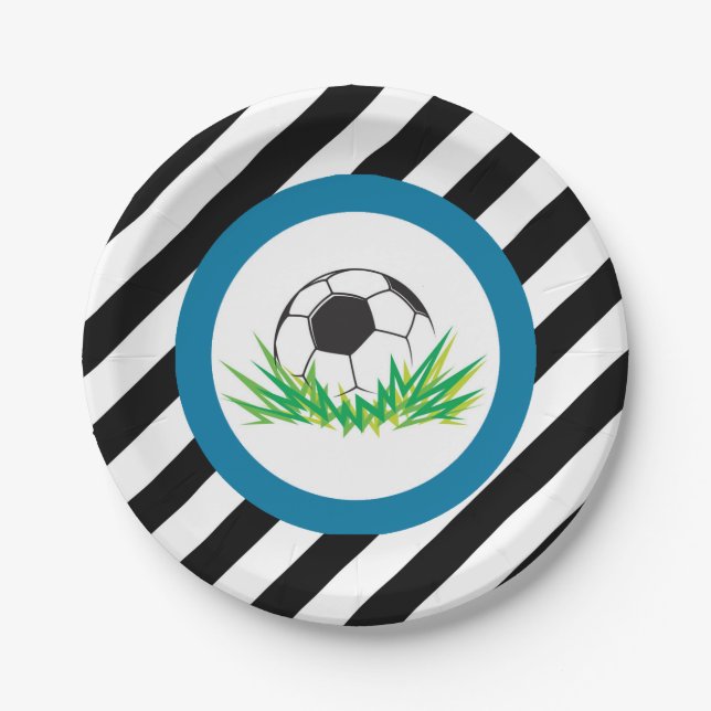 Assiettes En Carton Boy Soccer Anniversaire Plaques papier (Devant)
