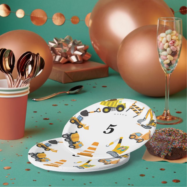 Assiettes En Carton Boys Construction Birthday Party Theme (Multi)