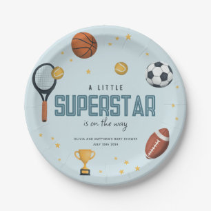 Assiettes En Carton Boys Cute Blue Sports Superstar Baby shower