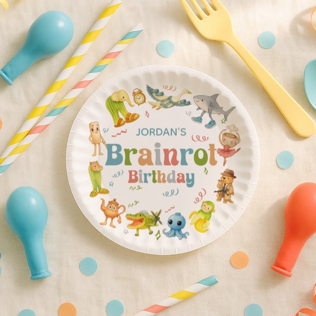 Assiettes En Carton Brainrot Meme Birthday Party (Créateur téléchargé)