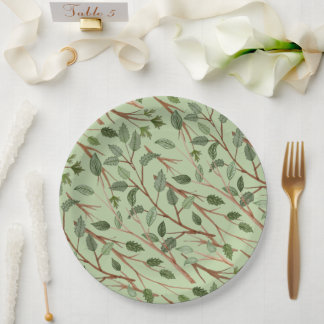 Assiettes En Carton Branches de verdure aquarelle