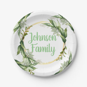 Assiettes En Carton Branches d'oliviers florissants