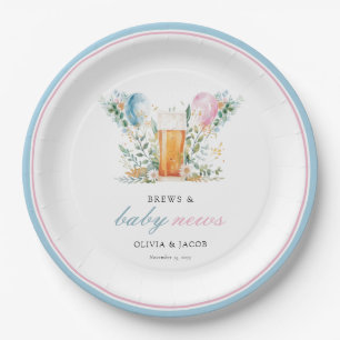 Assiettes En Carton Brews & Baby News Sexe Reveal Party