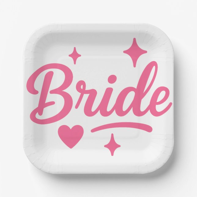 Assiettes En Carton Bride Neon rose (Recto)
