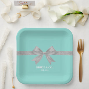 Assiettes En Carton BRIDE Touch Of Silver Personnalisé Douche Party