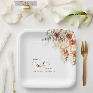 Assiettes En Carton Bright Bold Boho Pampas Floral Mariage