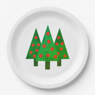 Assiettes En Carton Bright Christmas Grove on White