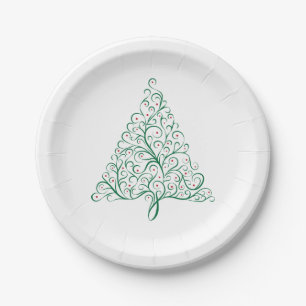 Assiettes En Carton Bright Christmas Tree Soll en rouge et vert