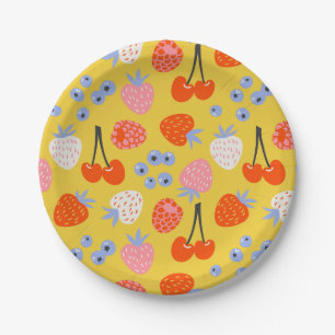 Assiettes En Carton Bright Coloré Motif Fruit Berry