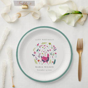Assiettes En Carton Bright Folal Farm Oiseau Floral N'Importe Quel Âge