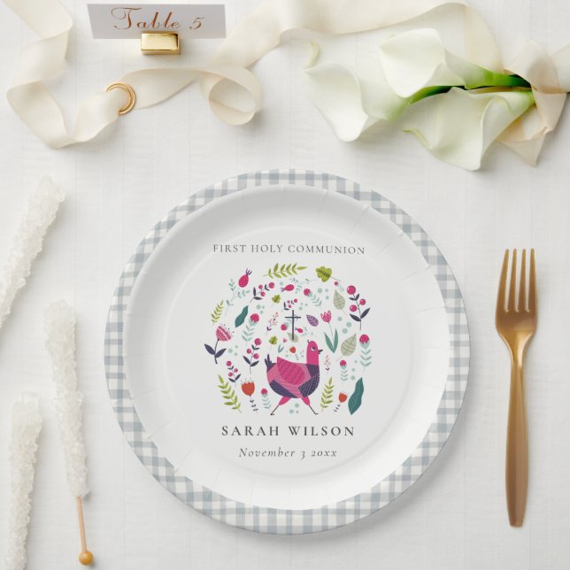 Assiettes En Carton Bright Folk Farm Flora Birdie Première communion s (Mariage)