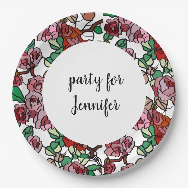 Assiettes En Carton Bright red flowers (Devant)