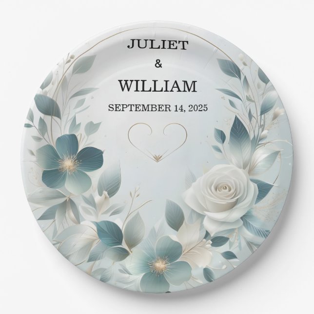 Assiettes En Carton Brillant en métal brillant haut de gamme Mariage e (Devant)