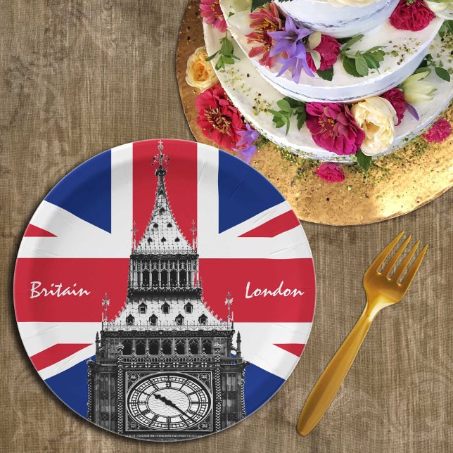 Assiettes En Carton British Flag & Big Ben - Londres, Royaume-Uni /fan (Créateur téléchargé)