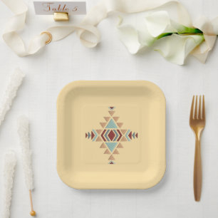 Assiettes En Carton Broderie géométrique marocaine personnalisée