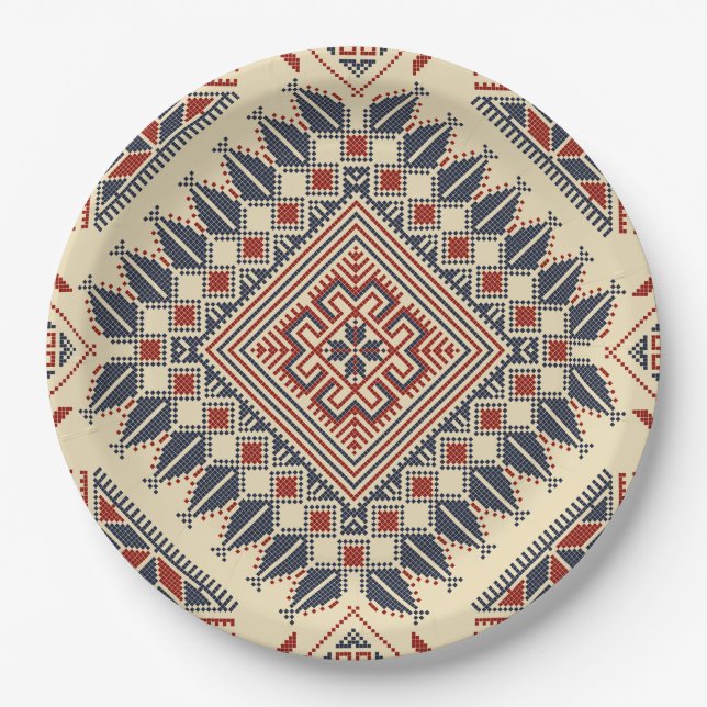 Assiettes En Carton Broderie palestinienne traditionnelle (Devant)