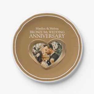Assiettes En Carton Bronze 8e anniversaire photo plaque de papier coeu