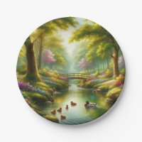 Brook de printemps avec canards/fleurs