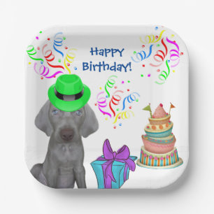 Assiettes En Carton Brooklyn the Weimaraner Dog's Birthday Paper Plate
