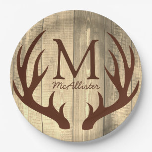 Assiettes En Carton Brow Deer Antlers Rustique Bois ancien