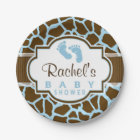 Brown, Baby shower Poster de animal Blue Giraffe