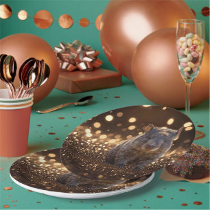 Assiettes En Carton Brown Baby Wombat Sur Brown Bokeh Bliss,