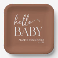 Brown Boho Bohemian Hello Baby shower bébé