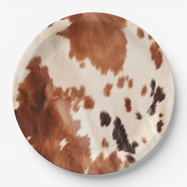 Assiettes En Carton Brown Cream Southwest Cowhide  (Devant)