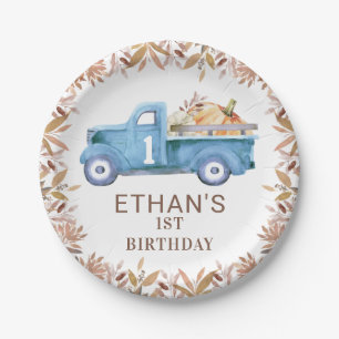 Assiettes En Carton Brown Foliing Citrouille Camion 1er anniversaire