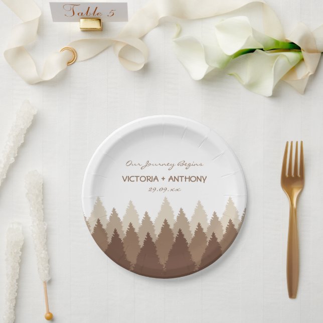 Assiettes En Carton Brown Forest Range Mariage (Mariage)