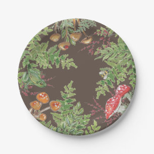 Assiettes En Carton Brown Grenouille de bois Champignon de l'abeille P