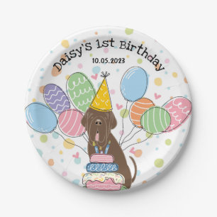 Assiettes En Carton Brown Napolitain Mastiff Chien fête d'anniversaire