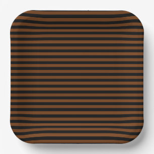 Assiettes En Carton Brown noir rayures Motif sans couleur