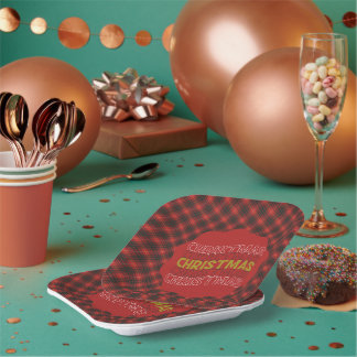Assiettes En Carton Bruce Modern Scottish Clan Tartan Christmas 