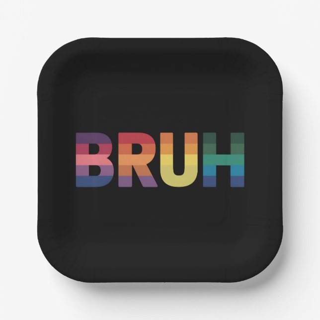 Assiettes En Carton Bruh Mème Drôle Dire Bro Saluer Gay LGBT Pride (Recto)