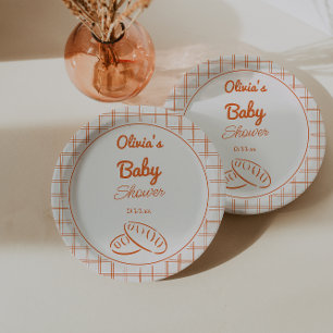 Assiettes En Carton Brun Tiré À La Main Dans Le Baby shower Neutre Du 