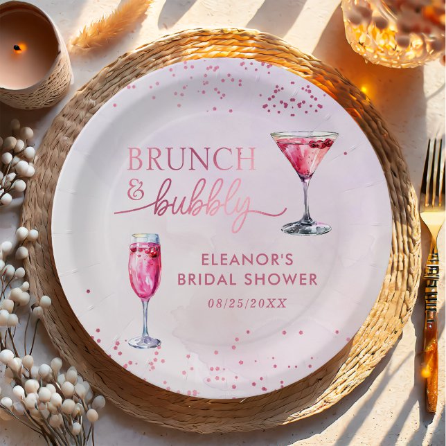 Assiettes En Carton Brunch au champagne et Fête des mariées à bulles (Créateur téléchargé)