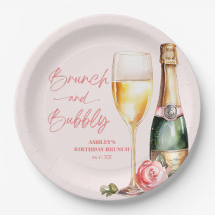 Assiettes En Carton Brunch et Bubbly Anniversaire Brunch Affiche de bi