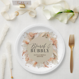 Assiettes En Carton brunch et bubbly Bridal douche pampas herbe