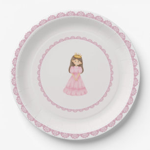 Assiettes En Carton Brunette Princess Pink Lace Enchantant