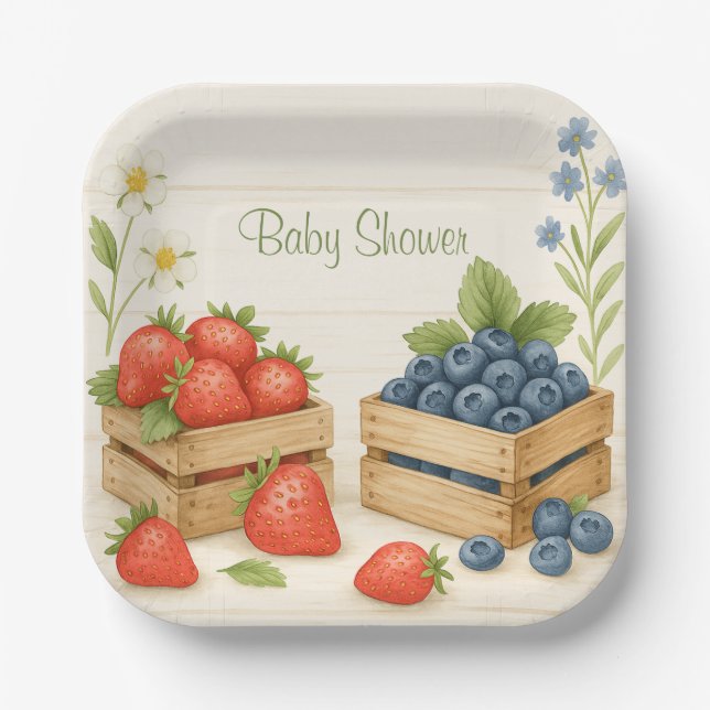 Assiettes En Carton Bry Sweet Rustique Baby shower plaque de papier (Recto)