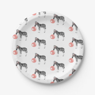 Assiettes En Carton Buble Gum Zebra Blowbble Motif