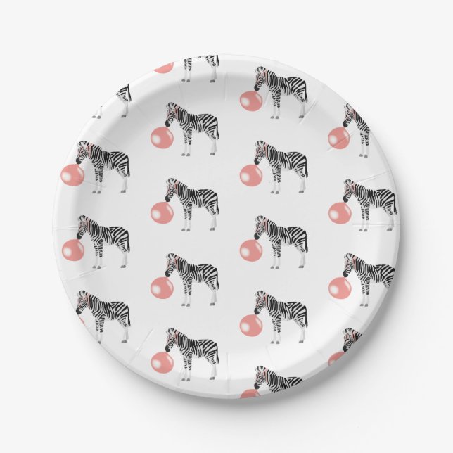 Assiettes En Carton Buble Gum Zebra Blowbble Motif (Devant)